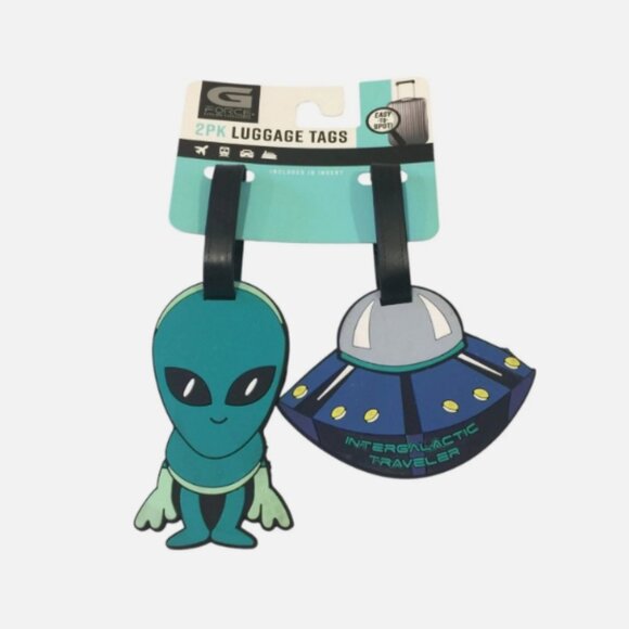 G Force Intergalactic Traveler Luggage Tags Set of 2 Alien Spaceship Pliable Mat - Picture 1 of 1